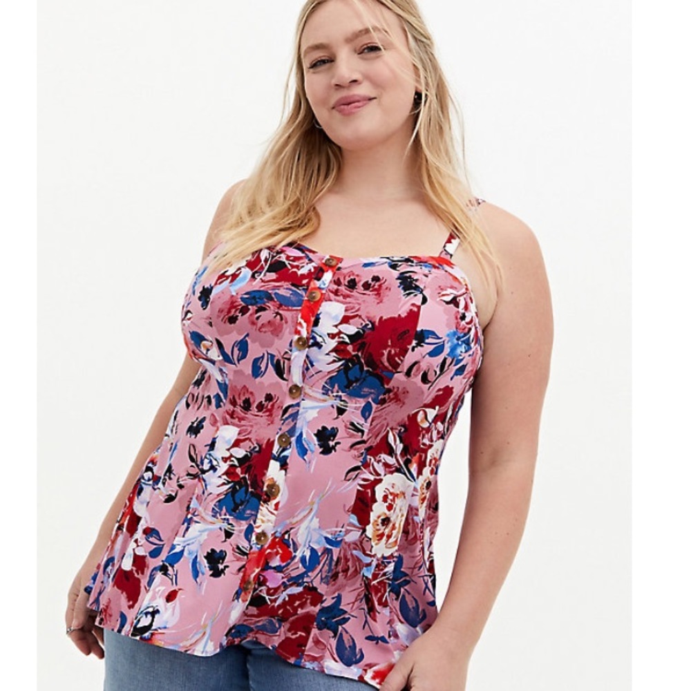 Torrid Pink Floral Fit & Flare Cami